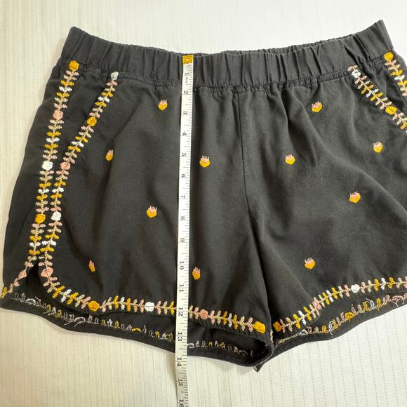 MADEWELL Shorts M Black Embroidered Pull-On Cotton Modal Blend Spring Casual - Picture 5 of 8